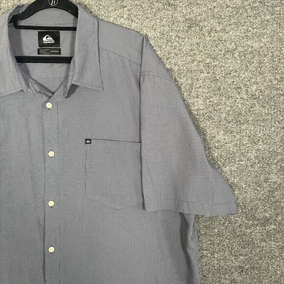 Quiksilver Shirt Mens 2XL XXL Blue Short Sleeve Button Down Soft Surf Y2K - Picture 4 of 10